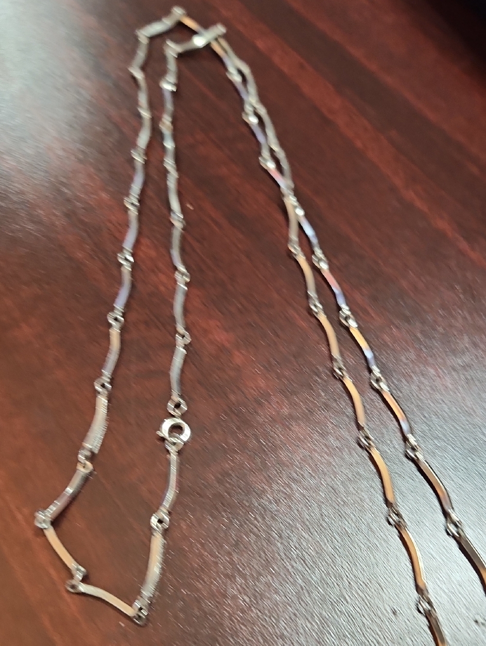 Vintage Wavy Link Necklace - Silver